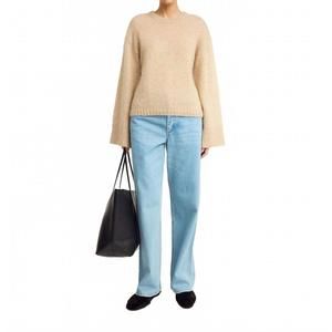 NEW BY MALENE BIRGER cierra wool-blend crew neck sweater in beige